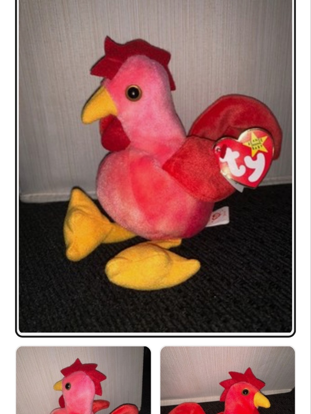 Ty Beanie Baby Strut The Rooster 2 Generation Tush Tag 1996 Rare- RETIRED